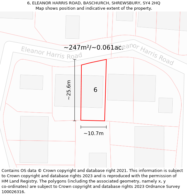 6, ELEANOR HARRIS ROAD, BASCHURCH, SHREWSBURY, SY4 2HQ: Plot and title map