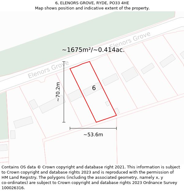 6, ELENORS GROVE, RYDE, PO33 4HE: Plot and title map