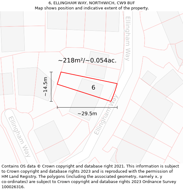 6, ELLINGHAM WAY, NORTHWICH, CW9 8UF: Plot and title map