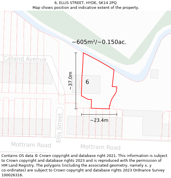 6, ELLIS STREET, HYDE, SK14 2PQ: Plot and title map