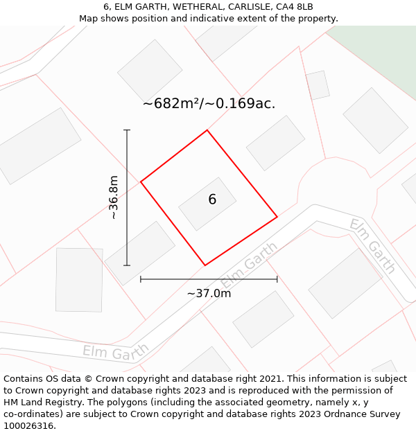 6, ELM GARTH, WETHERAL, CARLISLE, CA4 8LB: Plot and title map