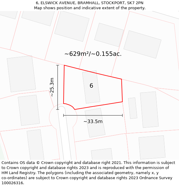 6, ELSWICK AVENUE, BRAMHALL, STOCKPORT, SK7 2PN: Plot and title map