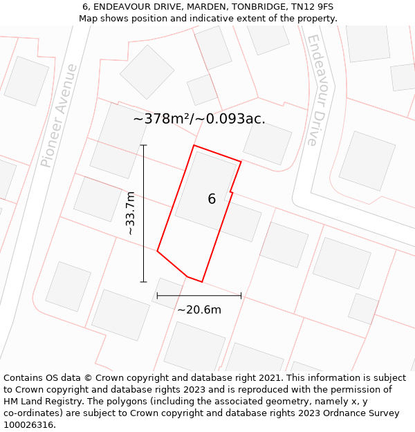 6, ENDEAVOUR DRIVE, MARDEN, TONBRIDGE, TN12 9FS: Plot and title map