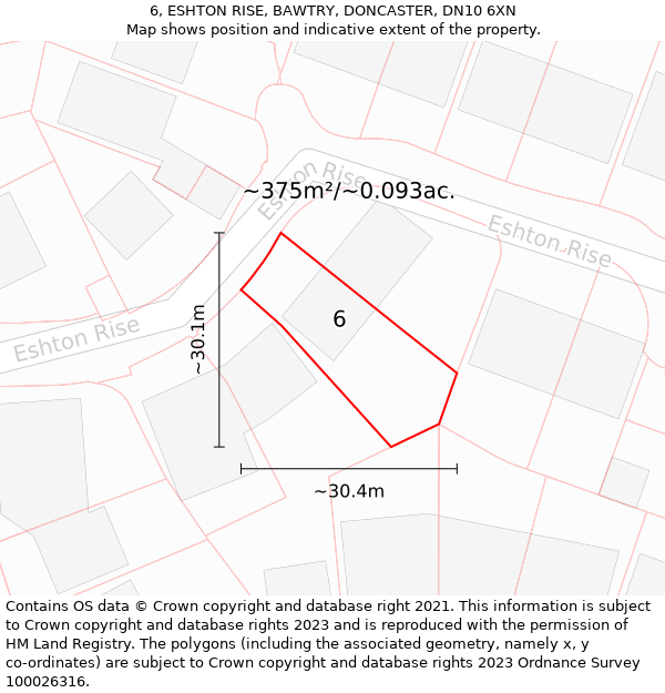 6, ESHTON RISE, BAWTRY, DONCASTER, DN10 6XN: Plot and title map