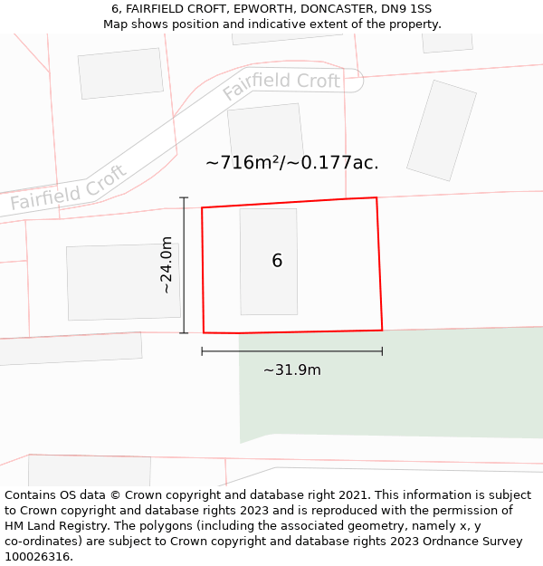 6, FAIRFIELD CROFT, EPWORTH, DONCASTER, DN9 1SS: Plot and title map