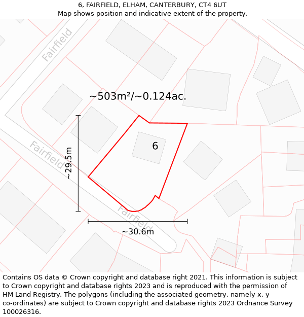 6, FAIRFIELD, ELHAM, CANTERBURY, CT4 6UT: Plot and title map