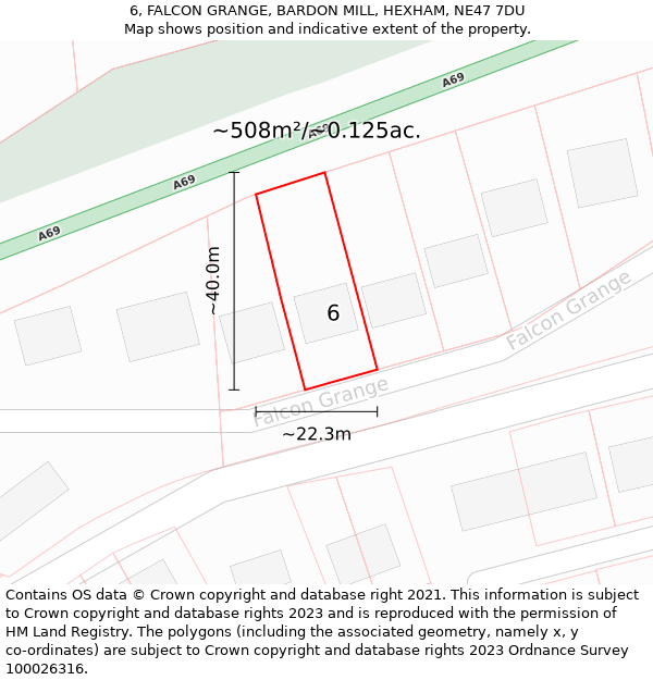 6, FALCON GRANGE, BARDON MILL, HEXHAM, NE47 7DU: Plot and title map