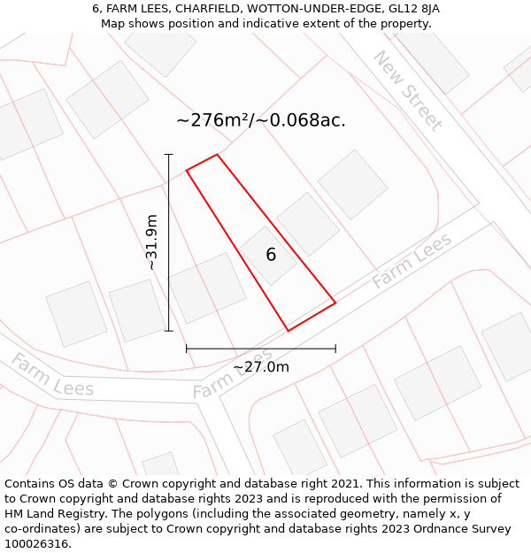 6, FARM LEES, CHARFIELD, WOTTON-UNDER-EDGE, GL12 8JA: Plot and title map