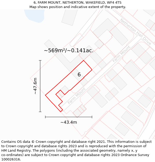 6, FARM MOUNT, NETHERTON, WAKEFIELD, WF4 4TS: Plot and title map