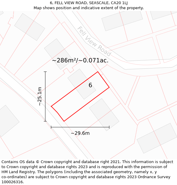 6, FELL VIEW ROAD, SEASCALE, CA20 1LJ: Plot and title map