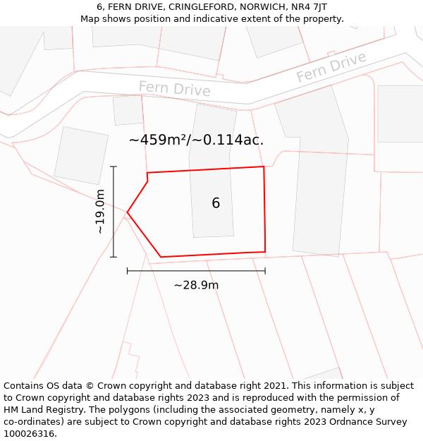 6, FERN DRIVE, CRINGLEFORD, NORWICH, NR4 7JT: Plot and title map