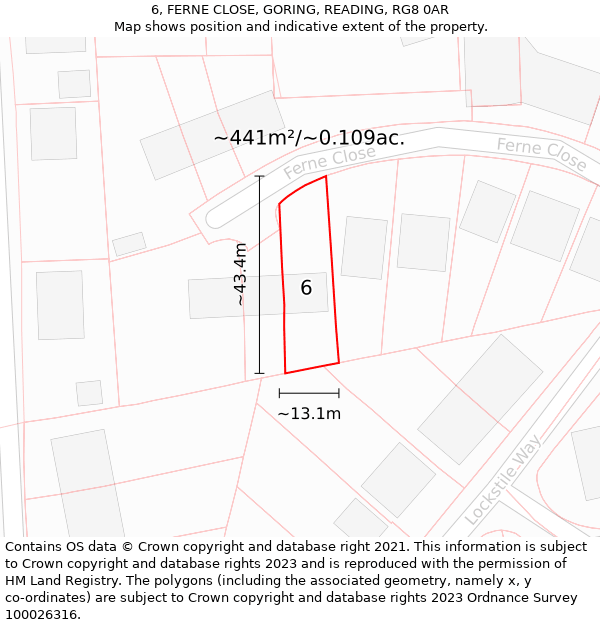 6, FERNE CLOSE, GORING, READING, RG8 0AR: Plot and title map