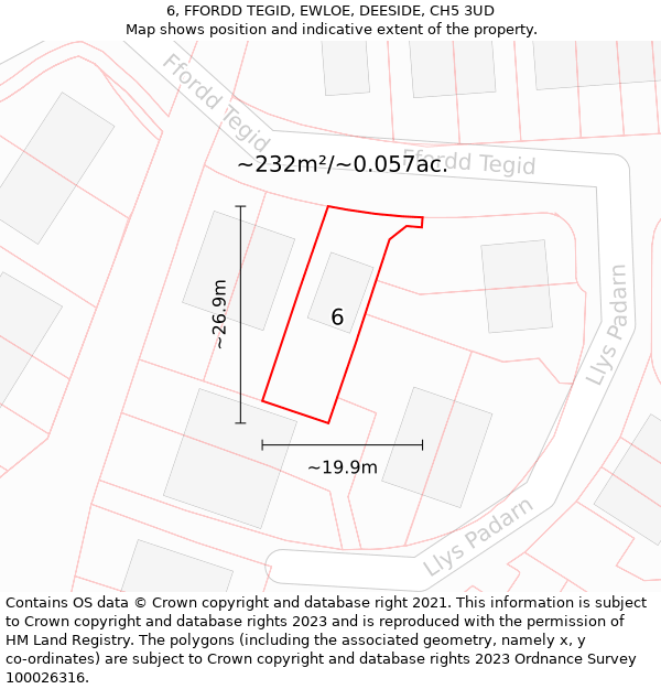 6, FFORDD TEGID, EWLOE, DEESIDE, CH5 3UD: Plot and title map