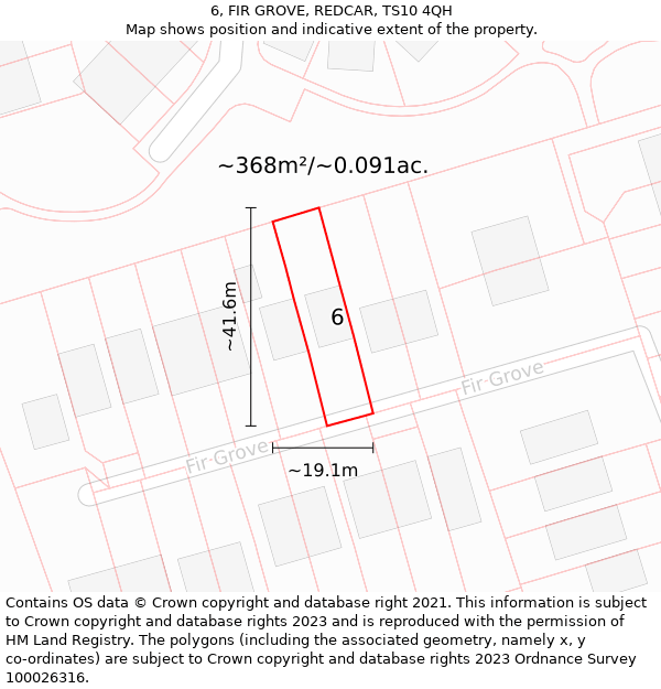 6, FIR GROVE, REDCAR, TS10 4QH: Plot and title map