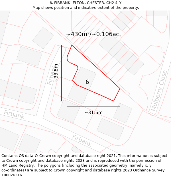 6, FIRBANK, ELTON, CHESTER, CH2 4LY: Plot and title map