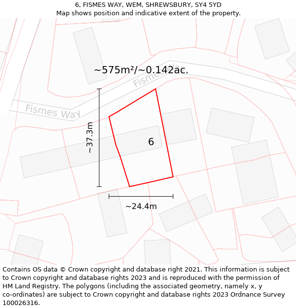 6, FISMES WAY, WEM, SHREWSBURY, SY4 5YD: Plot and title map