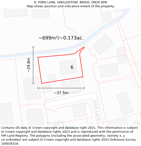 6, FORD LANE, HIBALDSTOW, BRIGG, DN20 9DR: Plot and title map