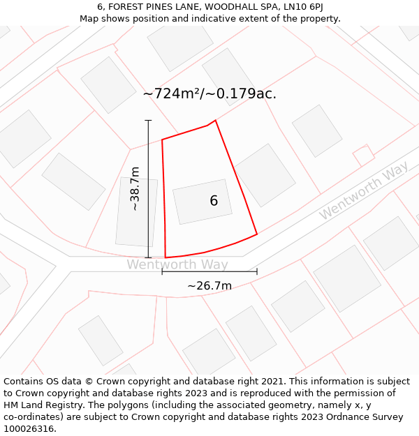 6, FOREST PINES LANE, WOODHALL SPA, LN10 6PJ: Plot and title map