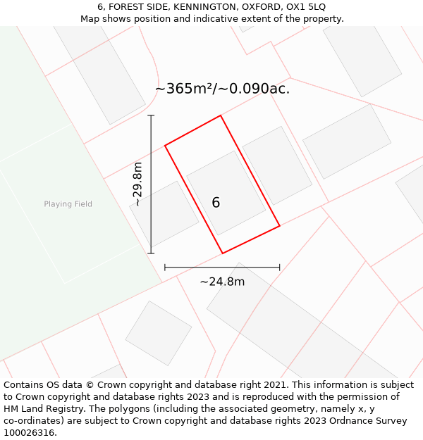 6, FOREST SIDE, KENNINGTON, OXFORD, OX1 5LQ: Plot and title map