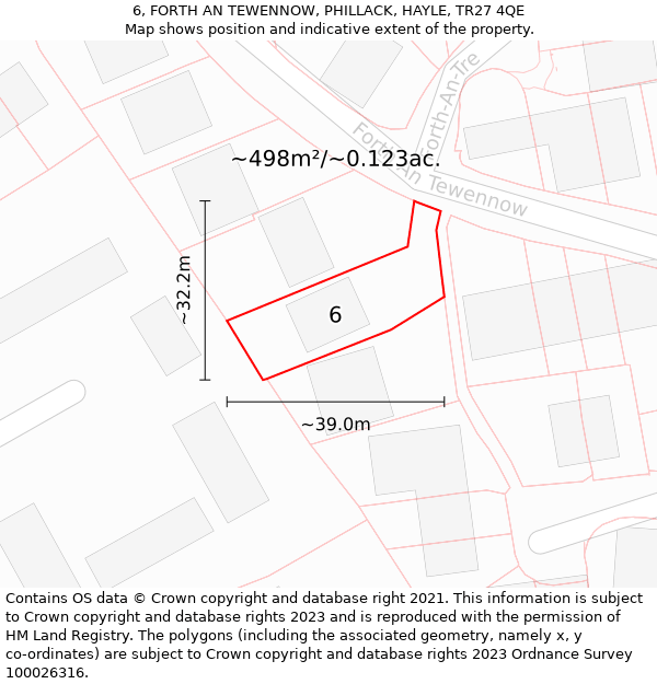 6, FORTH AN TEWENNOW, PHILLACK, HAYLE, TR27 4QE: Plot and title map