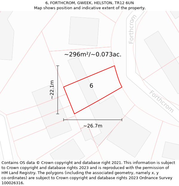 6, FORTHCROM, GWEEK, HELSTON, TR12 6UN: Plot and title map