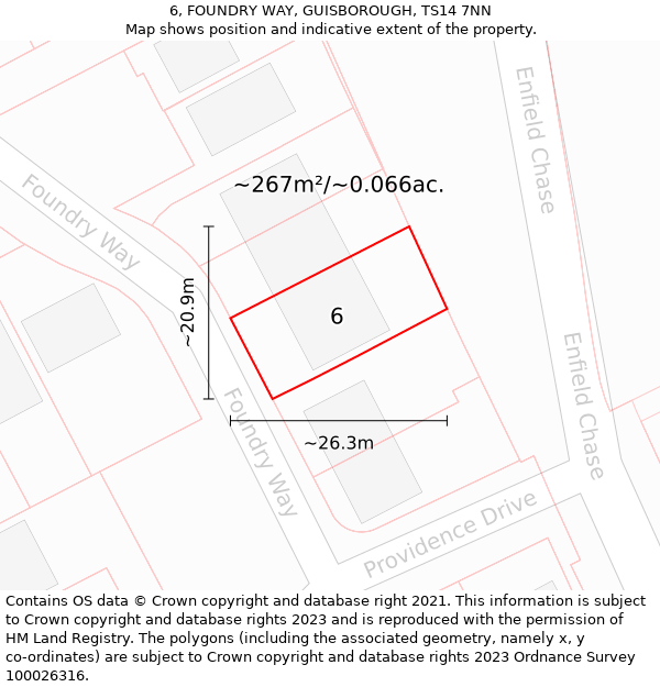 6, FOUNDRY WAY, GUISBOROUGH, TS14 7NN: Plot and title map