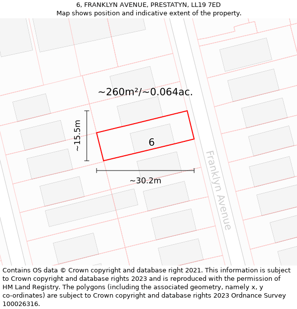 6, FRANKLYN AVENUE, PRESTATYN, LL19 7ED: Plot and title map