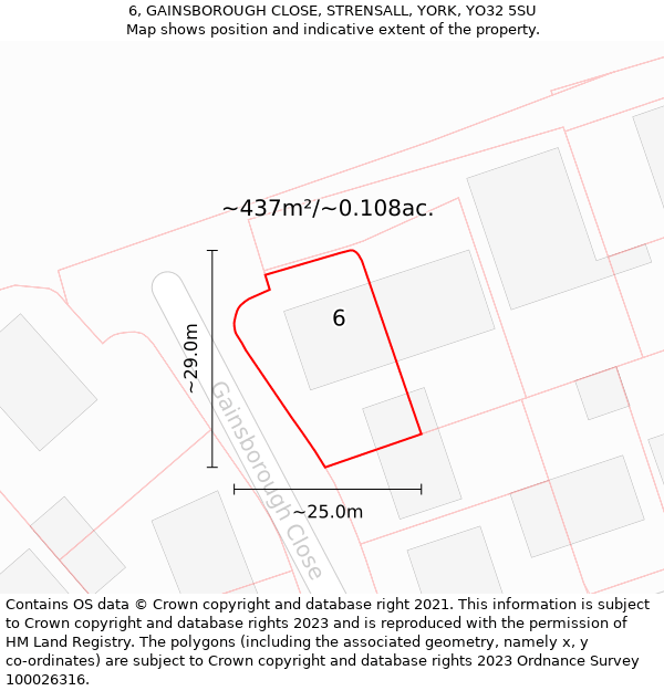 6, GAINSBOROUGH CLOSE, STRENSALL, YORK, YO32 5SU: Plot and title map