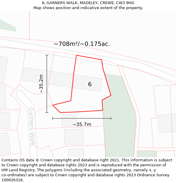 6, GARNERS WALK, MADELEY, CREWE, CW3 9HG: Plot and title map