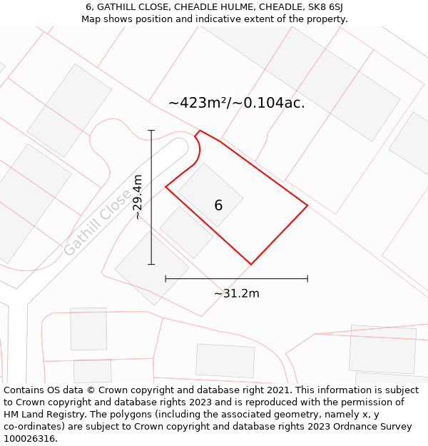 6, GATHILL CLOSE, CHEADLE HULME, CHEADLE, SK8 6SJ: Plot and title map