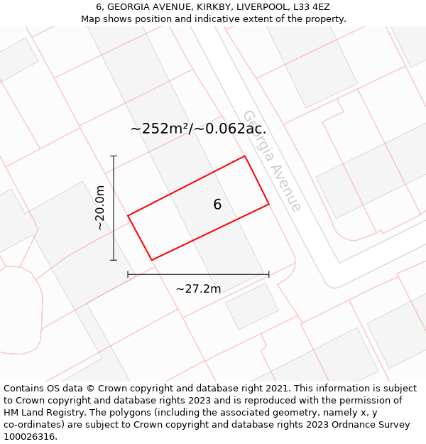 6, GEORGIA AVENUE, KIRKBY, LIVERPOOL, L33 4EZ: Plot and title map