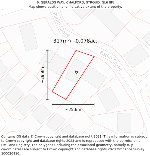 6, GERALDS WAY, CHALFORD, STROUD, GL6 8FJ: Plot and title map