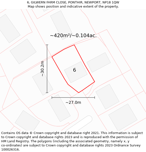 6, GILWERN FARM CLOSE, PONTHIR, NEWPORT, NP18 1QW: Plot and title map