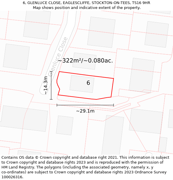 6, GLENLUCE CLOSE, EAGLESCLIFFE, STOCKTON-ON-TEES, TS16 9HR: Plot and title map