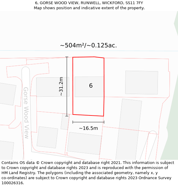 6, GORSE WOOD VIEW, RUNWELL, WICKFORD, SS11 7FY: Plot and title map