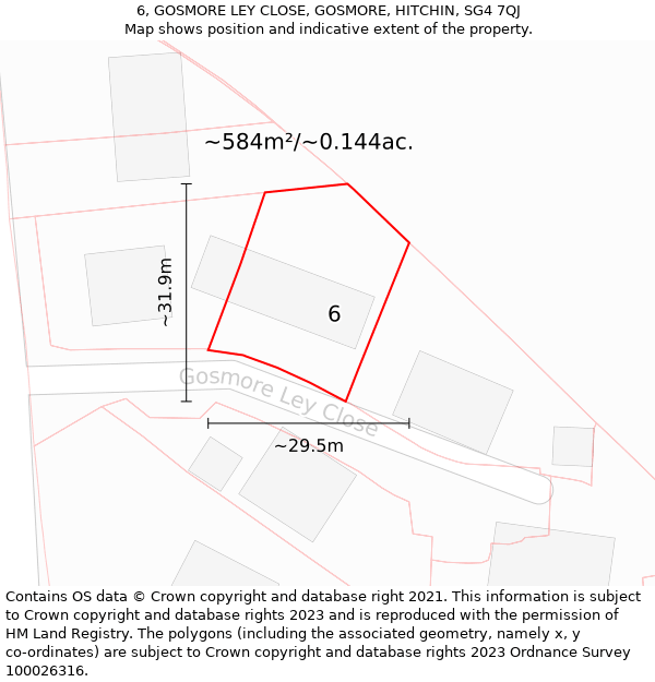 6, GOSMORE LEY CLOSE, GOSMORE, HITCHIN, SG4 7QJ: Plot and title map