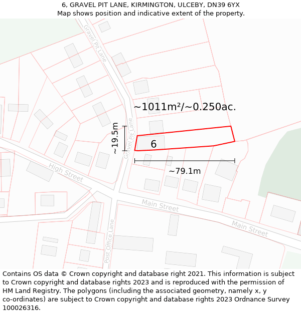 6, GRAVEL PIT LANE, KIRMINGTON, ULCEBY, DN39 6YX: Plot and title map