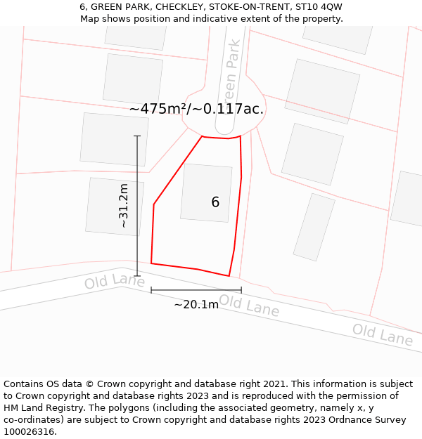 6, GREEN PARK, CHECKLEY, STOKE-ON-TRENT, ST10 4QW: Plot and title map