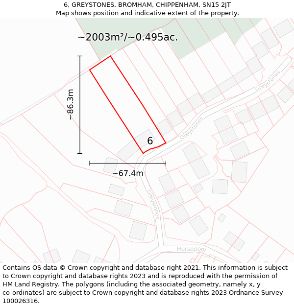 6, GREYSTONES, BROMHAM, CHIPPENHAM, SN15 2JT: Plot and title map