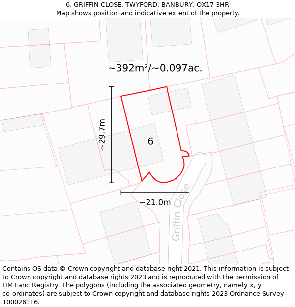 6, GRIFFIN CLOSE, TWYFORD, BANBURY, OX17 3HR: Plot and title map