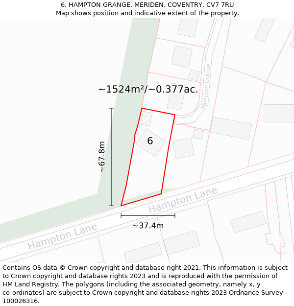 6, HAMPTON GRANGE, MERIDEN, COVENTRY, CV7 7RU: Plot and title map