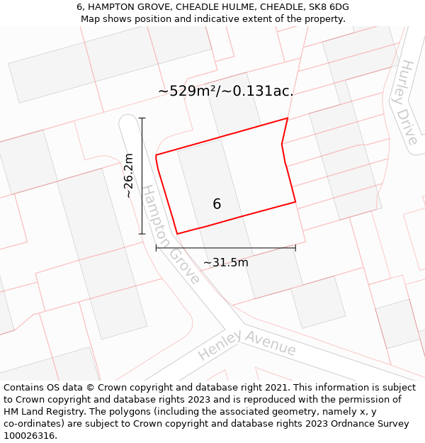 6, HAMPTON GROVE, CHEADLE HULME, CHEADLE, SK8 6DG: Plot and title map