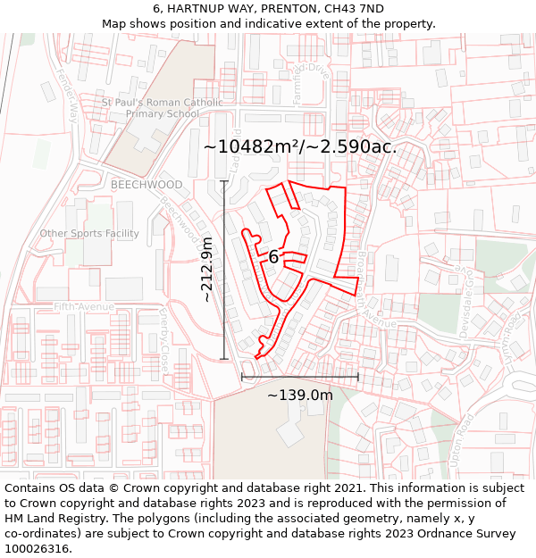 6, HARTNUP WAY, PRENTON, CH43 7ND: Plot and title map