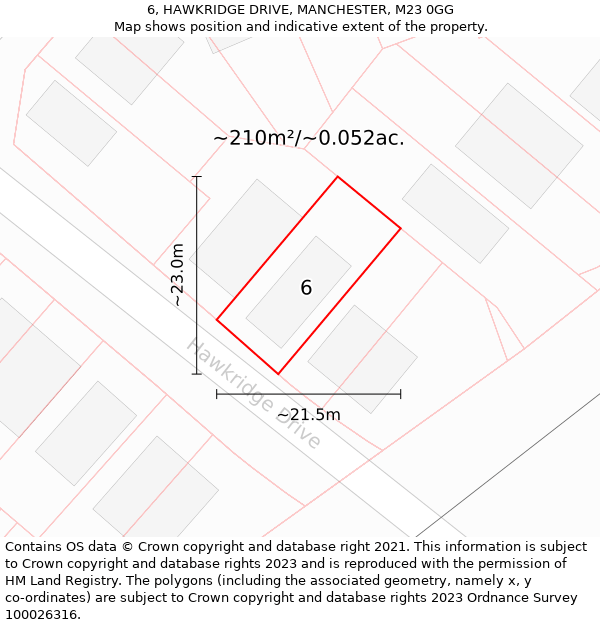 6, HAWKRIDGE DRIVE, MANCHESTER, M23 0GG: Plot and title map