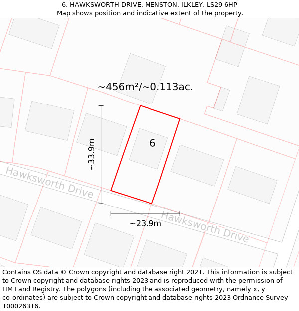 6, HAWKSWORTH DRIVE, MENSTON, ILKLEY, LS29 6HP: Plot and title map