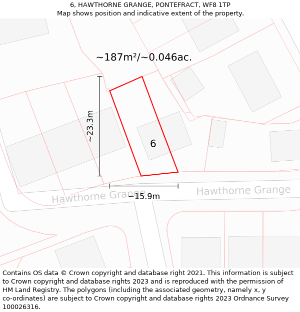 6, HAWTHORNE GRANGE, PONTEFRACT, WF8 1TP: Plot and title map