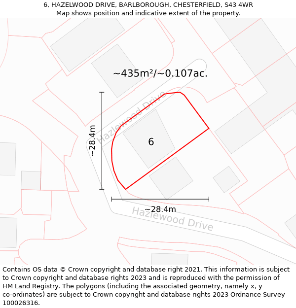 6, HAZELWOOD DRIVE, BARLBOROUGH, CHESTERFIELD, S43 4WR: Plot and title map