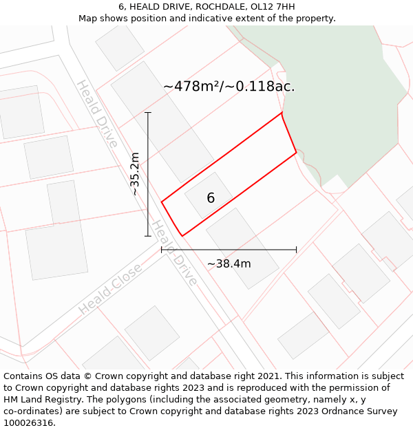 6, HEALD DRIVE, ROCHDALE, OL12 7HH: Plot and title map