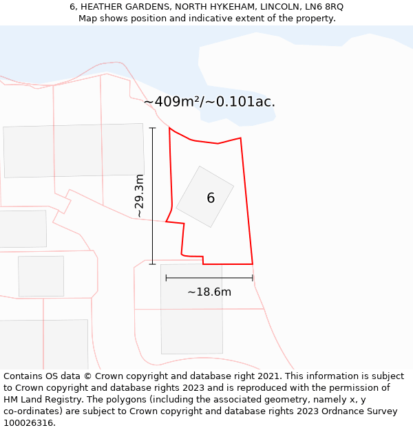 6, HEATHER GARDENS, NORTH HYKEHAM, LINCOLN, LN6 8RQ: Plot and title map
