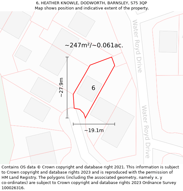 6, HEATHER KNOWLE, DODWORTH, BARNSLEY, S75 3QP: Plot and title map